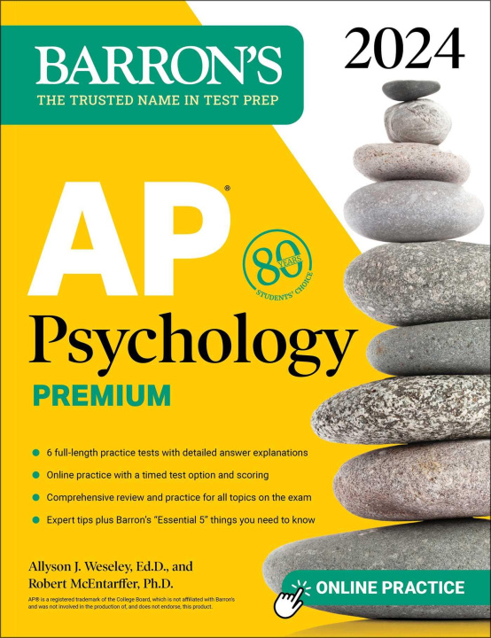 Könyv AP Psychology Premium, 2024: 6 Practice Tests + Comprehensive Review + Online Practice Robert McEntarffer