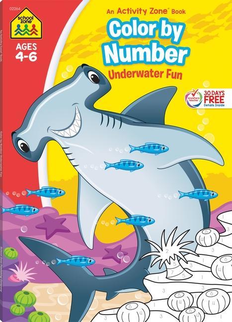 Kniha School Zone Color by Number Underwater Fun Workbook 
