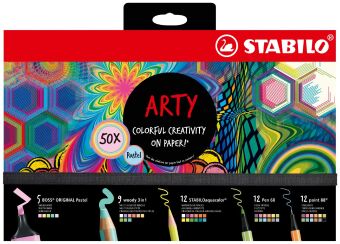 Játék STABILO ARTY" 50er Kreativ Set Pastel (BOSS Original/woody 3 in 1/STABILOaquacolor/Pen 68/point 88) 