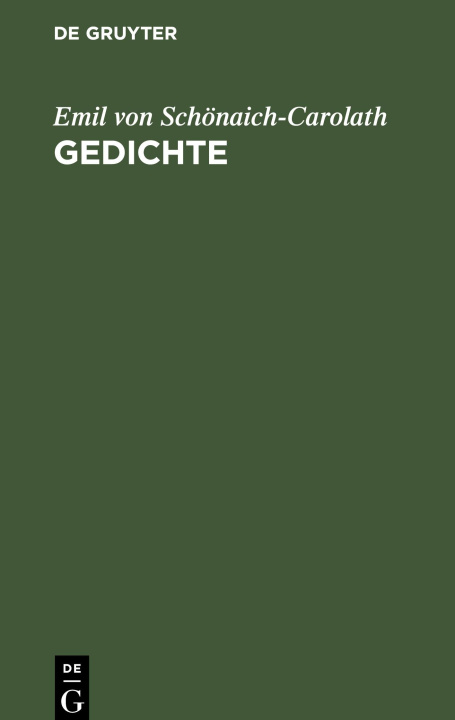 Knjiga Gedichte Emil von Schönaich-Carolath