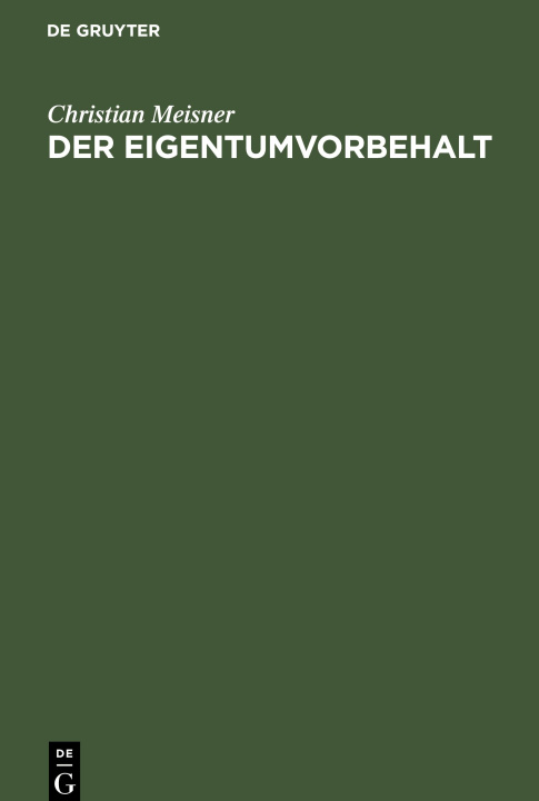 Knjiga Der Eigentumvorbehalt Christian Meisner