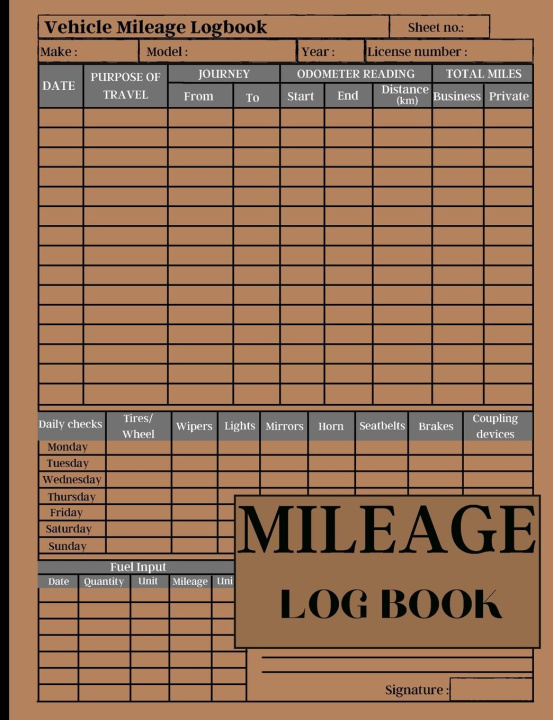 Kniha Mileage Log Book for Taxes 