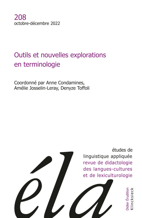 Könyv Études de linguistique appliquée n° 208 (4-2022) 