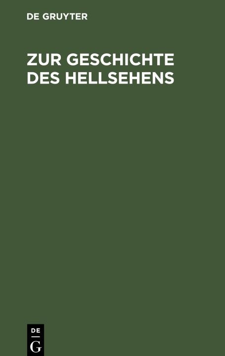 Knjiga Zur Geschichte des Hellsehens No Contributor
