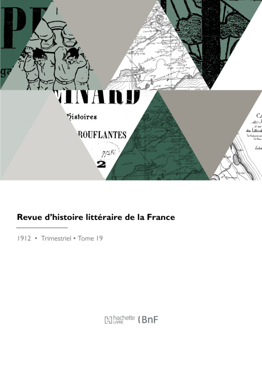 Kniha Revue d'histoire littéraire de la France 