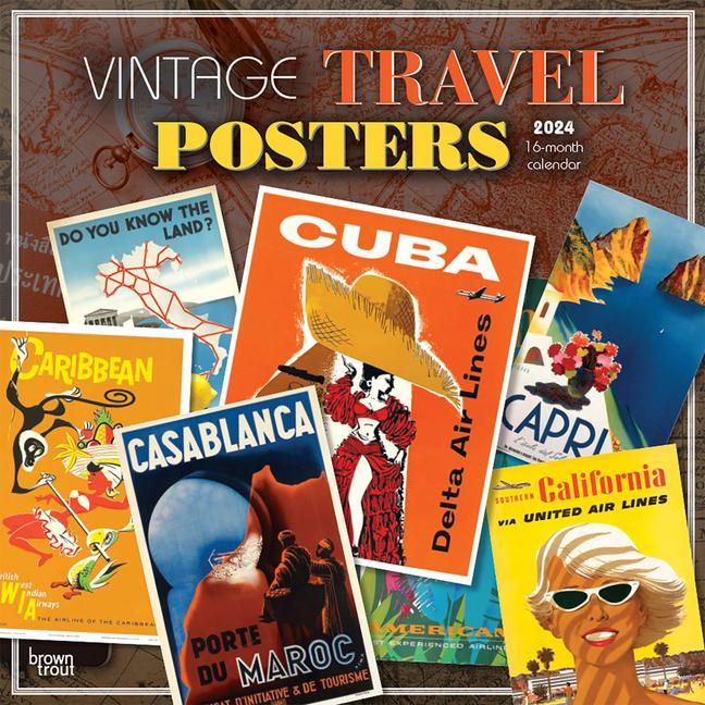 Calendar/Diary Vintage Travel Posters 2024 Square 