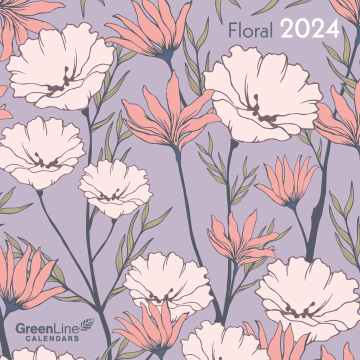 Kalendár/Diár GreenLine Floral 2024 - Wand-Kalender - Broschüren-Kalender - 30x30 - 30x60 geöffnet - Blumen 