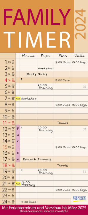 Kalendar/Rokovnik Family Timer Lifestyle 2024 