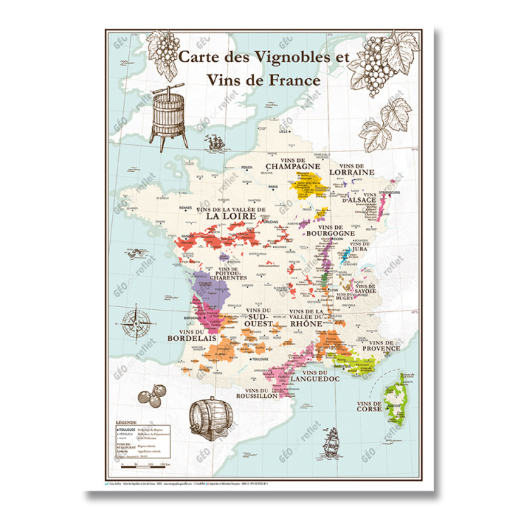 Carte Carte des Vignobles et Vins de France - Affiche 50x70cm 