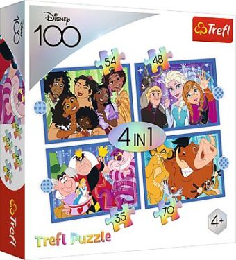 Igra/Igračka 4 in 1 Puzzle  100 Jahre Disney / Disneys lustige Welt 