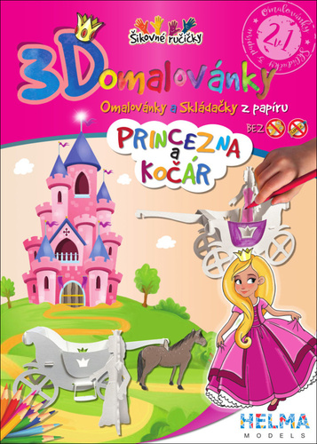 Kniha 3D omalovánky Princezna a kočár 