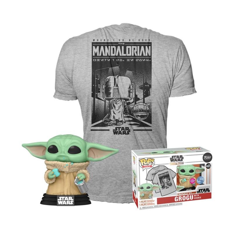 Játék Funko POP & Tee: Star Wars Mandalorian - Grogu w/cookie (velikost trička L) 