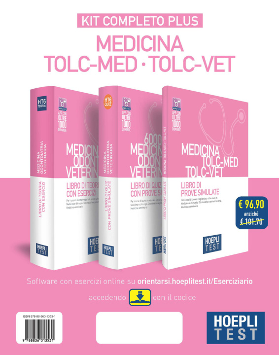 Könyv Hoepli test. Medicina, Odontoiatria, Veterinaria TOLC-MED e TOLC-VET. Kit completo Plus (Libro di teoria con esercizi-6000 Quiz-Libro di Prove simulat 
