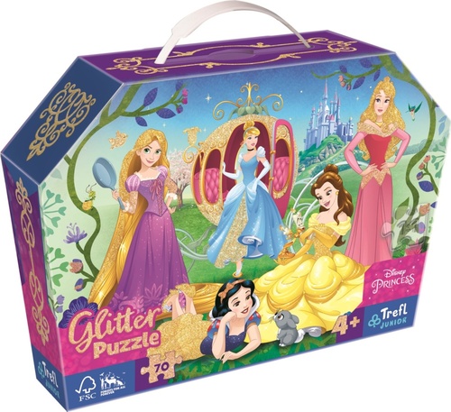 Gra/Zabawka Trefl Puzzle v kufříku Disney: Šťastné princezny 70 dílků Třpytivé 