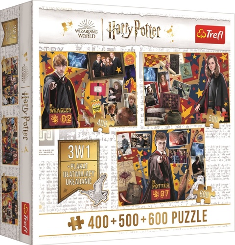 Hra/Hračka Trefl Puzzle Harry Potter: Ron, Hermiona a Harry 400 + 500 + 600 dílků 