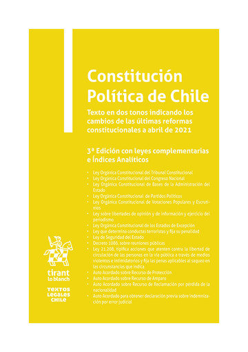 Книга CONSTITUCION POLITICA DE CHILE TEXTO EN DOS TONOS INDICANDO ALVEAR TELLEZ