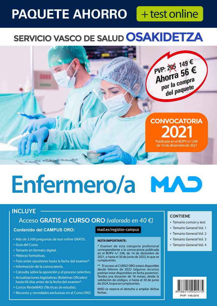 Knjiga PAQUETE AHORRO +TEST ONLINE ENFERMERO/A 