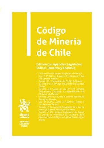 Carte CODIGO DE MINERIA DE CHILE APENDICE LEGISLATIVO BERTRAND GALINDO ARRIAGADA