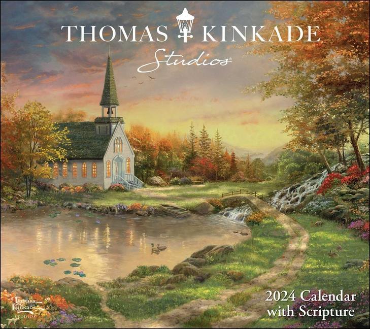 Kalendár/Diár Thomas Kinkade Studios 2024 Deluxe Wall Calendar with Scripture Thomas Kinkade