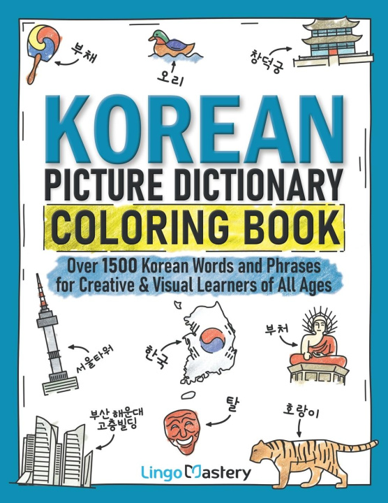 Book Korean Picture Dictionary Coloring Book 