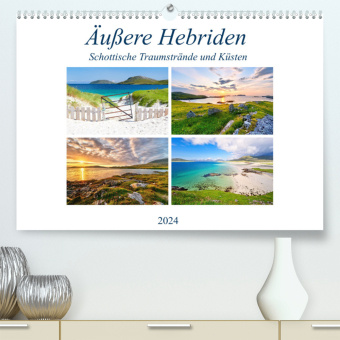 Naptár/Határidőnapló Äußere Hebriden - Schottische Traumstrände und Küsten (Premium, hochwertiger DIN A2 Wandkalender 2024, Kunstdruck in Hochglanz) 
