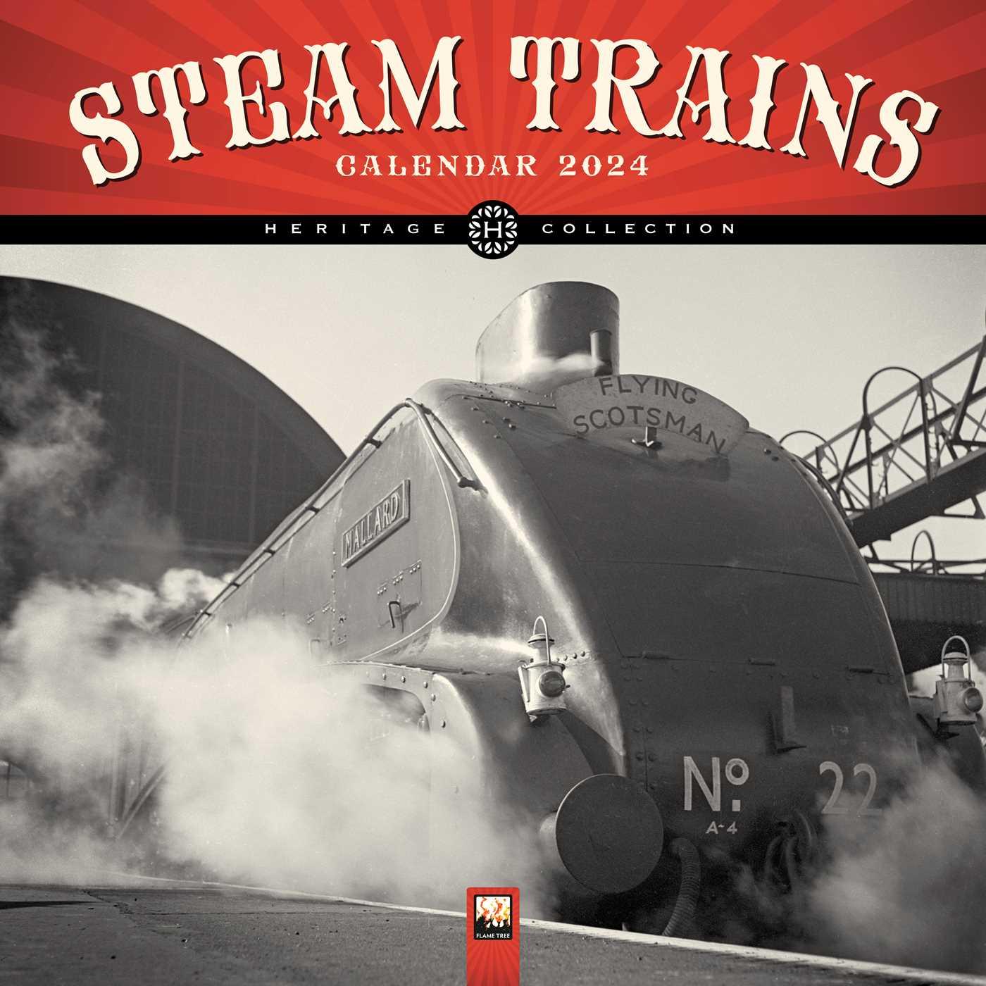 Календар/тефтер Steam Trains Heritage Wall Calendar 2024 (Art Calendar) 