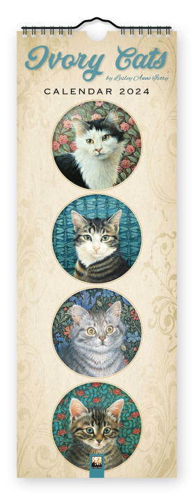 Календар/тефтер Ivory Cats Slim Calendar 2024 (Art Calendar) 