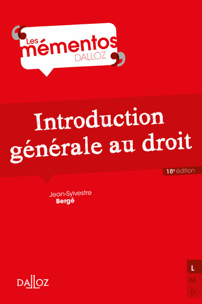 Carte Introduction générale au droit. 18e éd. Jean-Sylvestre Bergé