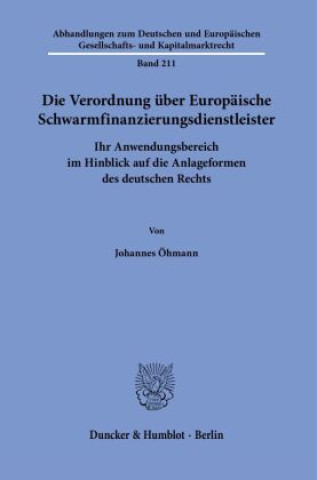 Kniha Die Verordnung über Europäische Schwarmfinanzierungsdienstleister. 