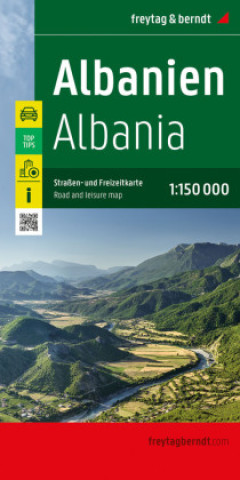 Nyomtatványok Albanien, Straßen- und Freizeitkarte 1:150.000, freytag & berndt freytag & berndt