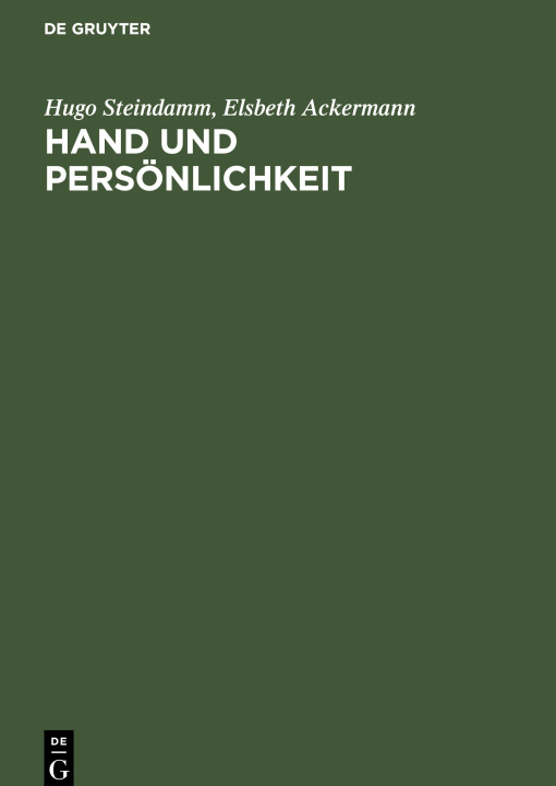 Knjiga Hand und Persönlichkeit Hugo Steindamm