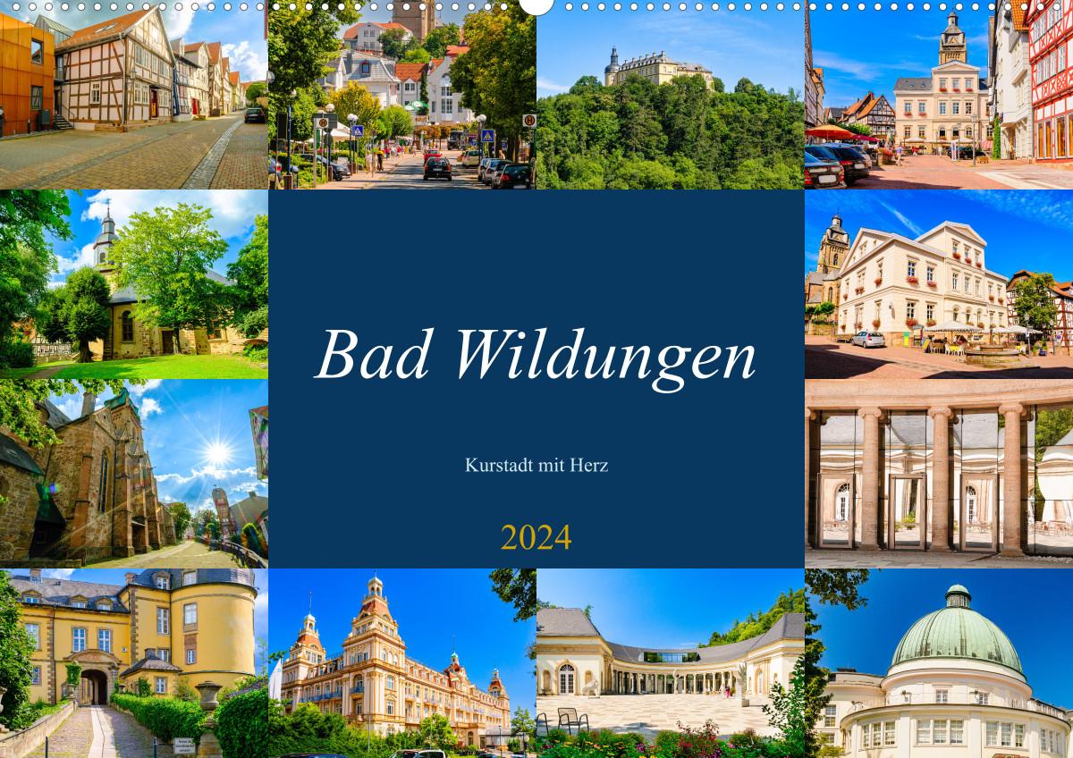 Kalender/Terminbuch Bad Wildungen, Kurstadt mit Herz (Wandkalender 2024 DIN A2 quer) 