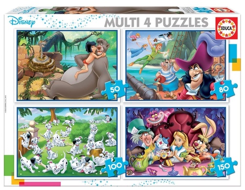 Joc / Jucărie Puzzle Disney pohádky 4v1 