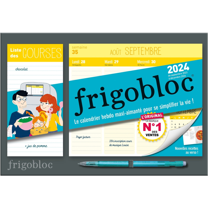 Mini Frigobloc Mensuel 2024 - Calendrier d'organisation familiale / mois  (de sept. 2023 à dec 2024) - Playbac