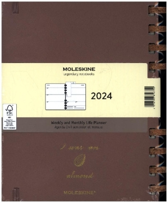 Könyv Moleskine 12 Monats Life Kalender Mit Spiralbindung 2024 Xl, Wochen-Monatskalender, Hard Cover, Crush Almond 