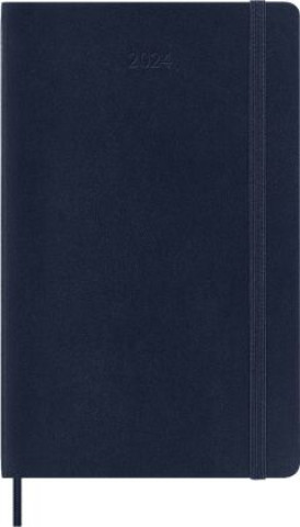 Книга Moleskine 12 Monate Wochen Notizkalender 2024, L/A5, 1 Wo = 1 Seite, Rechts Linierte Seite, Soft Cover, Saphir 