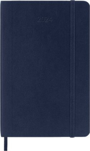 Книга Moleskine 12 Monate Wochen Notizkalender 2024, P/A6, 1 Wo = 1 Seite, Rechts Linierte Seite, Soft Cover, Saphir 