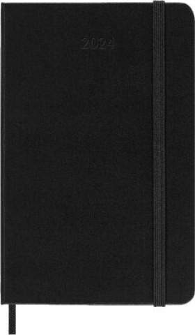 Книга Moleskine 12 Monate Wochenkalender 2024, P/A6, 1 Wo = 2 Seiten, Horizontal, Hard Cover, Schwarz 
