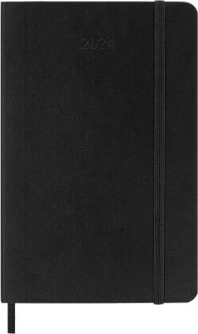 Книга Moleskine 12 Monate Monats Notizkalender 2024, P/A6, 1 Mo = 2 Seiten, Linierte Seiten, Soft Cover, Schwarz 