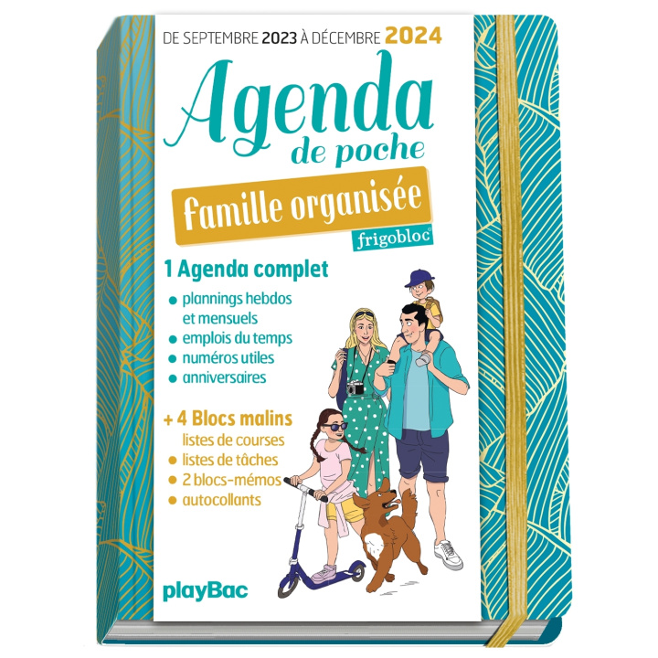 Календар/тефтер Agenda de poche 2024 de la famille organisée - bleu (de sept. 2023 à déc. 2024) 