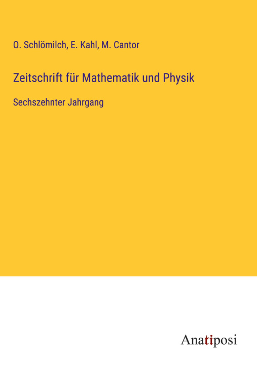 Livro Zeitschrift für Mathematik und Physik E. Kahl