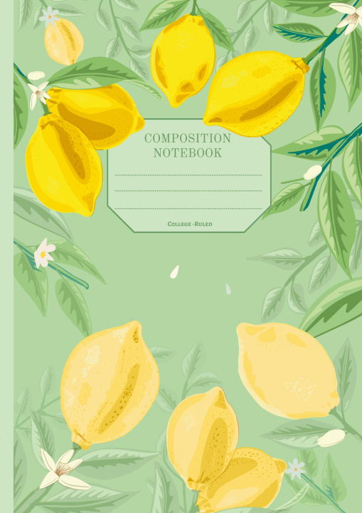 Book Paperback Notebook | Journal with digitally handmade Illustrated Cover | Lemons SART by Sara Baptista