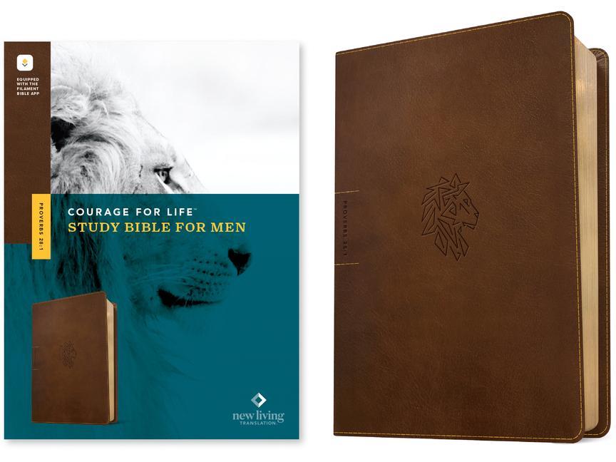 Книга NLT Courage for Life Study Bible for Men, Filament-Enabled Edition (Leatherlike, Rustic Brown Lion) Tyndale