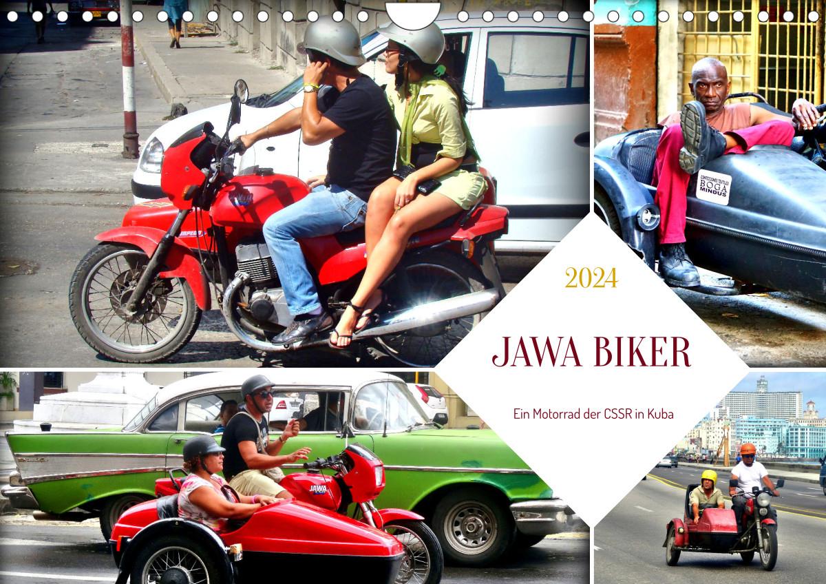 Naptár/Határidőnapló JAWA BIKER - Ein Motorrad der CSSR in Kuba (Wandkalender 2024 DIN A4 quer) 