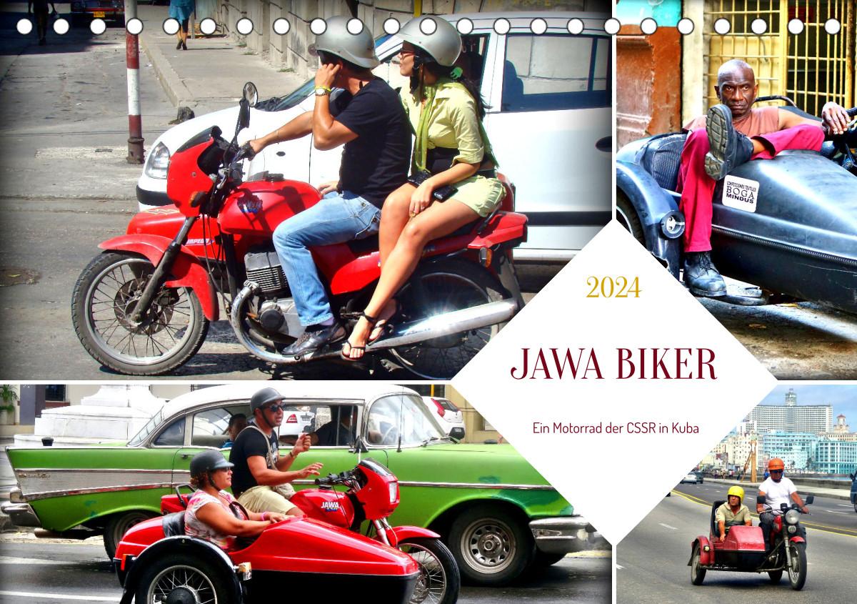 Naptár/Határidőnapló JAWA BIKER - Ein Motorrad der CSSR in Kuba (Tischkalender 2024 DIN A5 quer) 