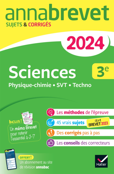 Kniha Annales du brevet Annabrevet 2024 Sciences (Physique-chimie, SVT, Technologie) 3e Nadège Jeannin