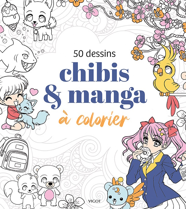Knjiga 50 dessins chibis & manga à colorier 