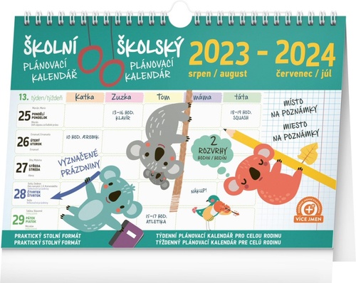 Calendar / Agendă Školní plánovací kalendář s háčkem 2024, 30 × 21 cm 