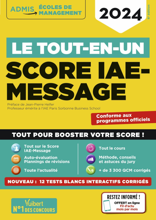 Könyv Le tout-en-un Score IAE-MESSAGE - 12 sujets blancs corrigés interactifs - Fil d'actu offert Dumas
