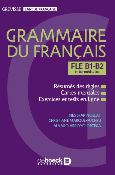 Carte Grevisse grammaire du français FLE B1-B2 Sfar